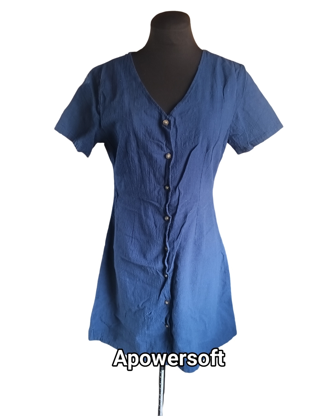 Cotton Fit & Flare Button Front Mini Dress Size Medium